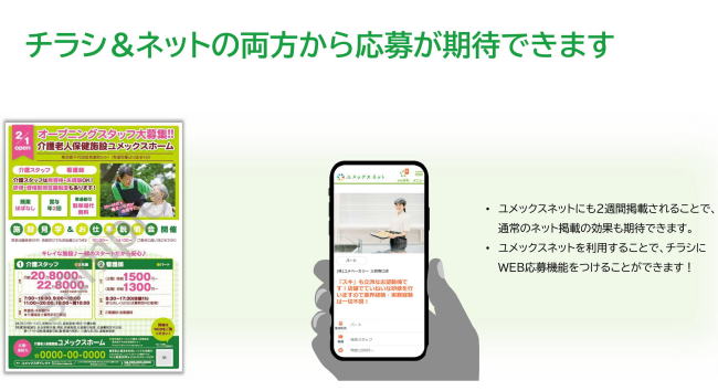 チラシ＆ネットの両方から応募が期待できます。